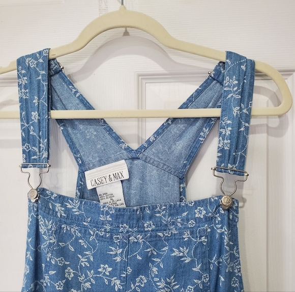 Casey & Max Blue Floral Denim Overall Dress - Size XL - Picture 2 of 16